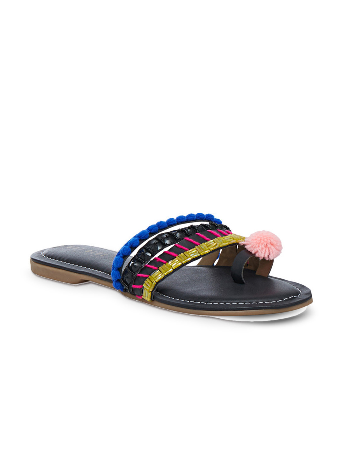 Wet Blue Women Black Solid Synthetic One Toe Flats