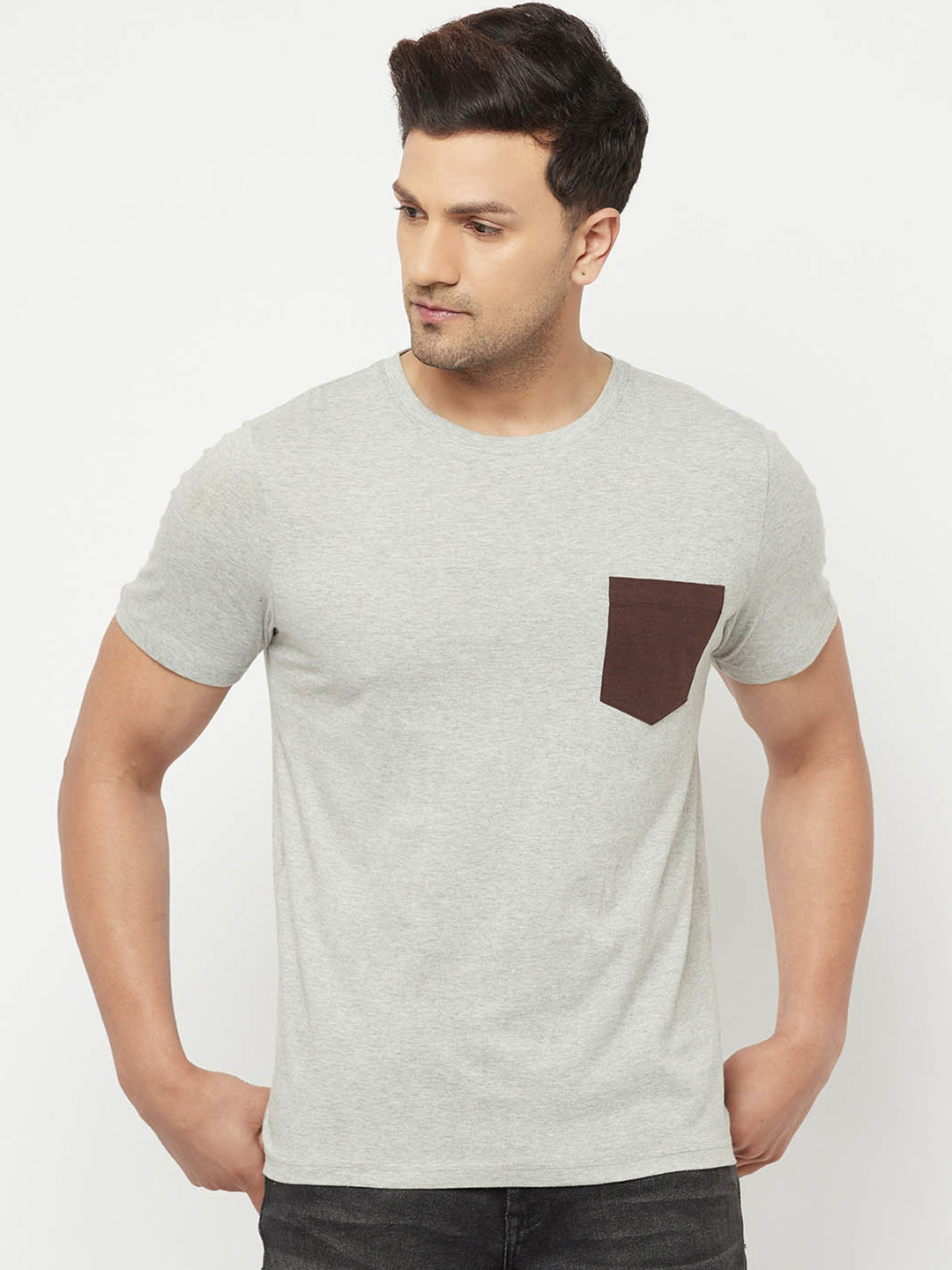 GLITO Men Round Neck Pockets T-shirt