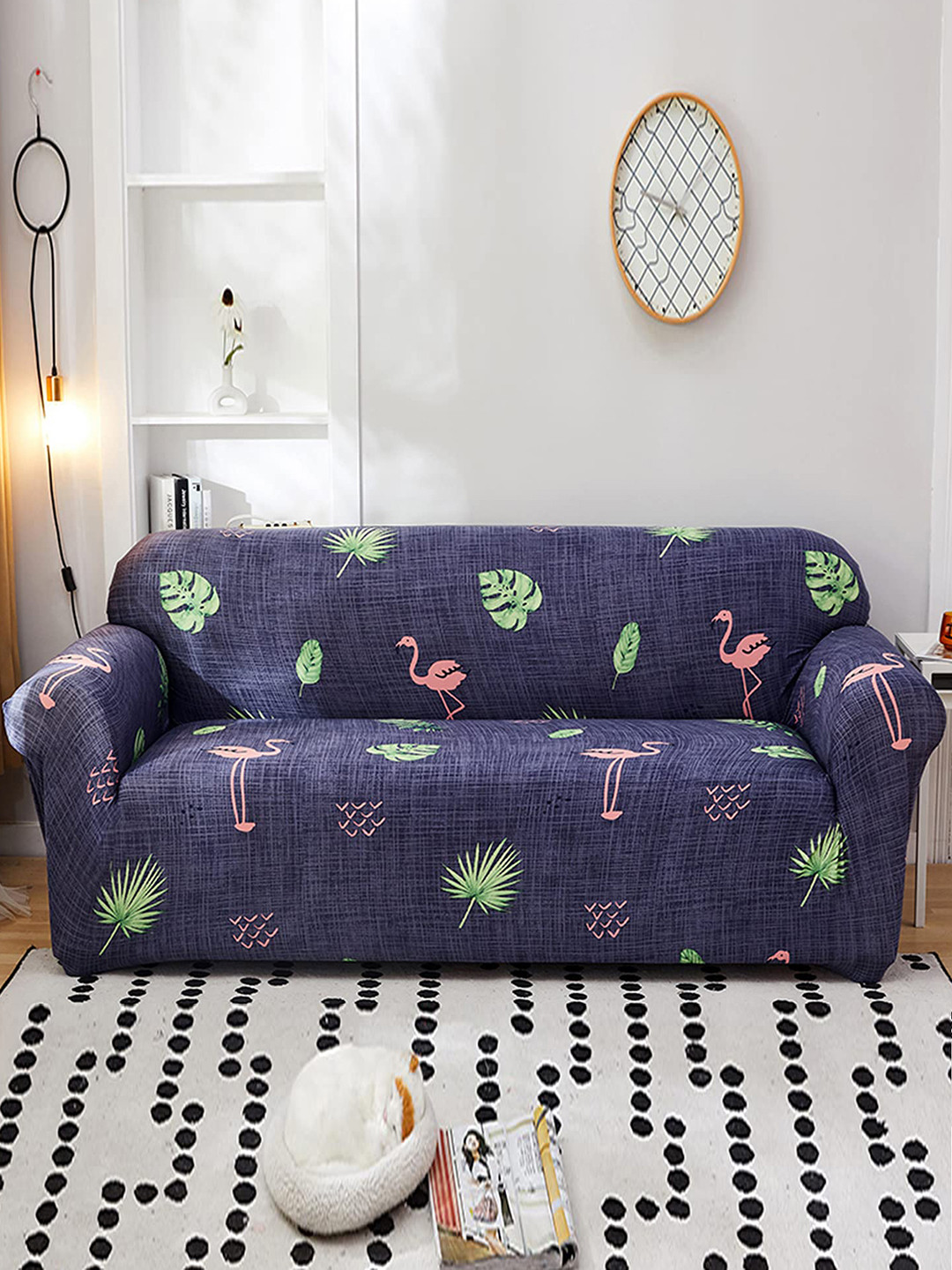 HOUSE OF QUIRK Purple Flemingo Single Seater Sofa Cover