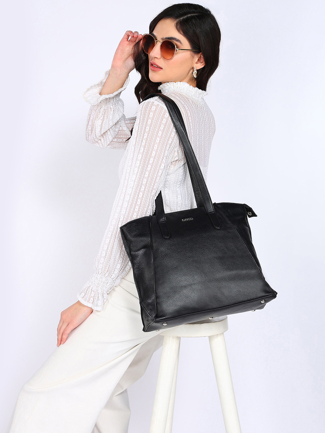 Sassora Leather Swagger Tote Bag