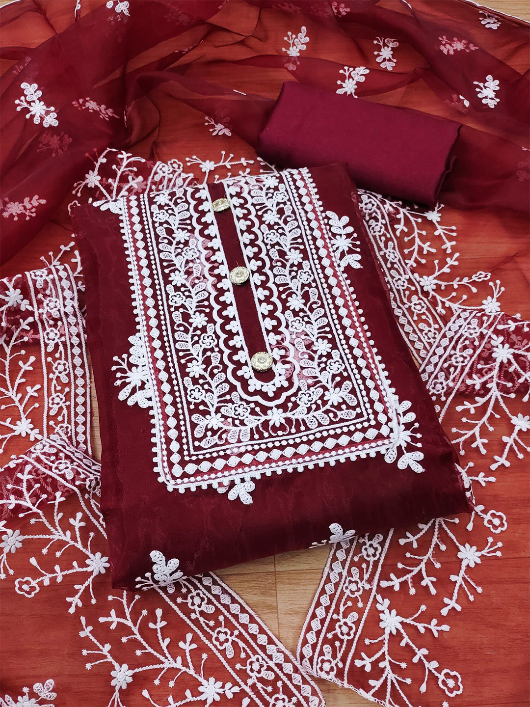 KALINI Ethnic Motifs Embroidered Unstitched Dress Material