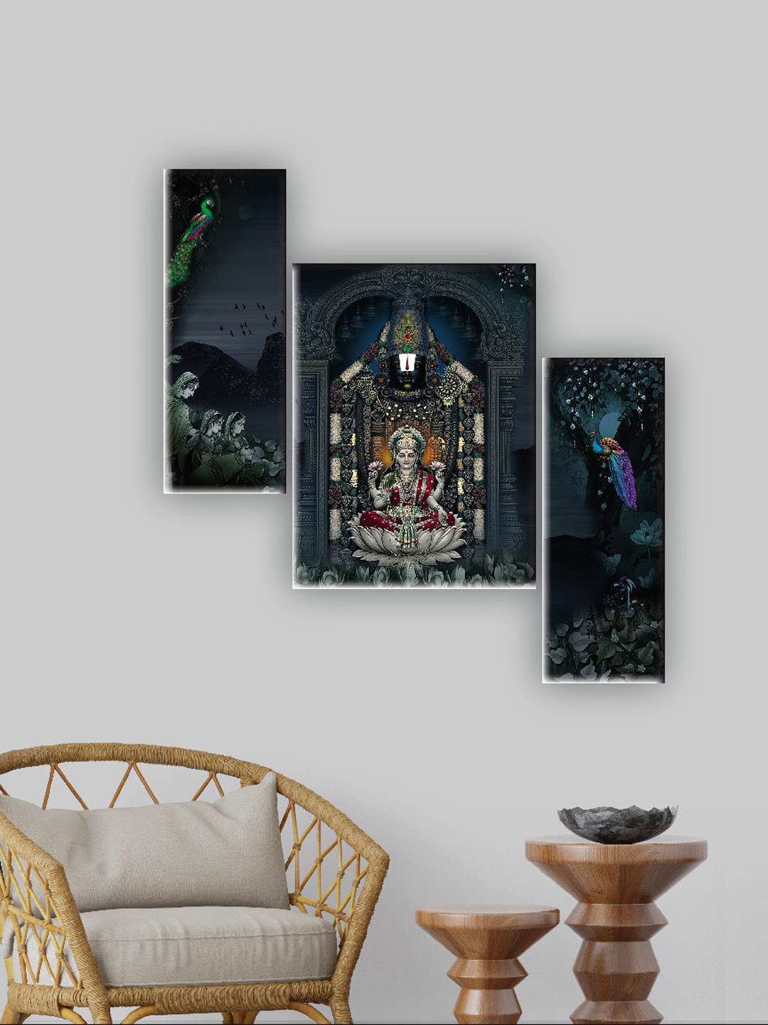 SAF Religious MDF 3 Pcs Wall Rectangle Paintings Wall Art -17.7x11.8In