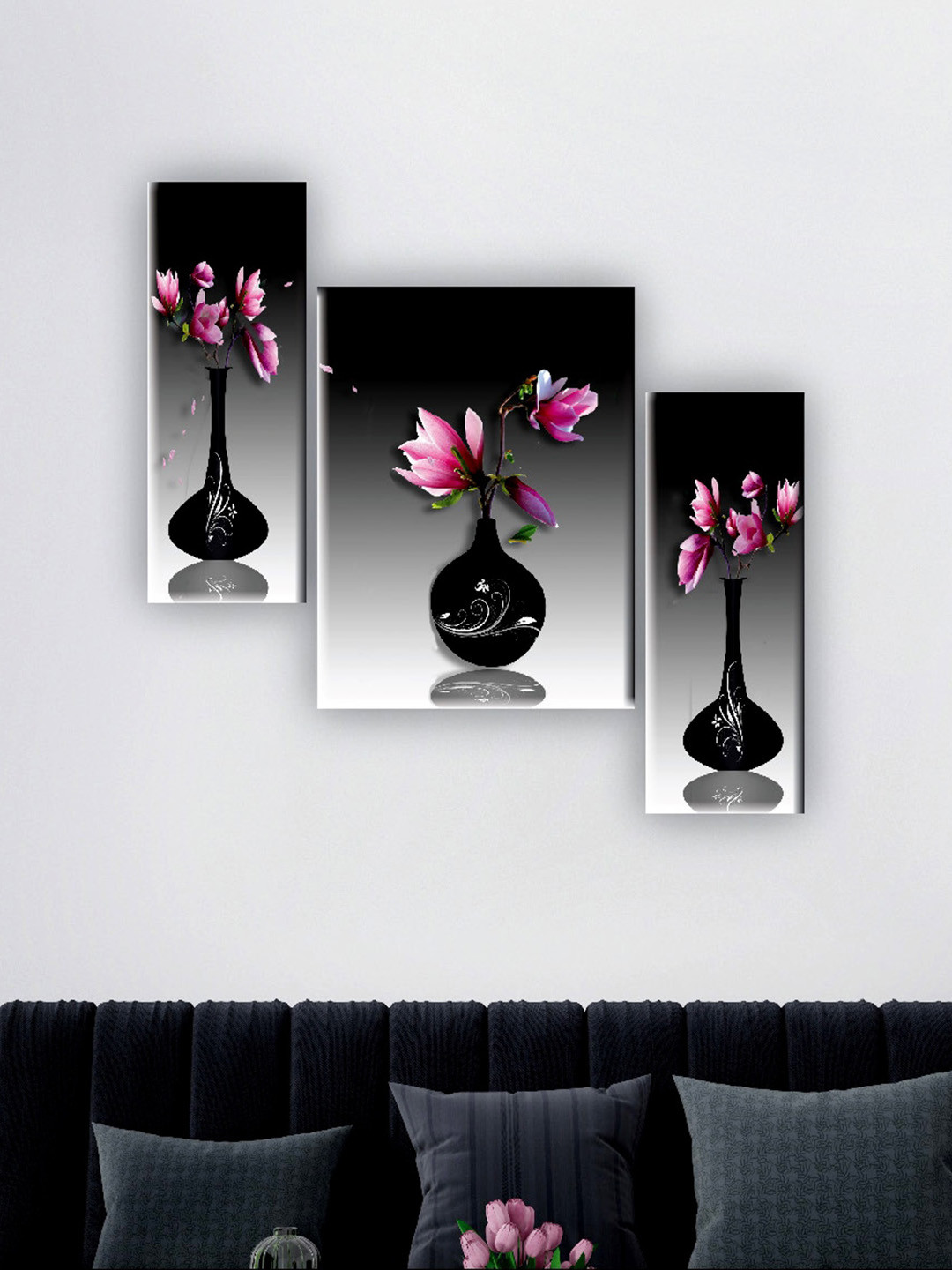 SAF MDF 3 Piece Wall Rectangle Paintings Wall Art --18 x 4.5 In