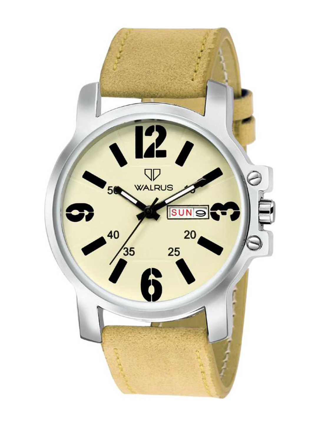 Walrus Men Brass Printed Dial & Beige Straps Analogue Watch WWTM-CM-161607_D