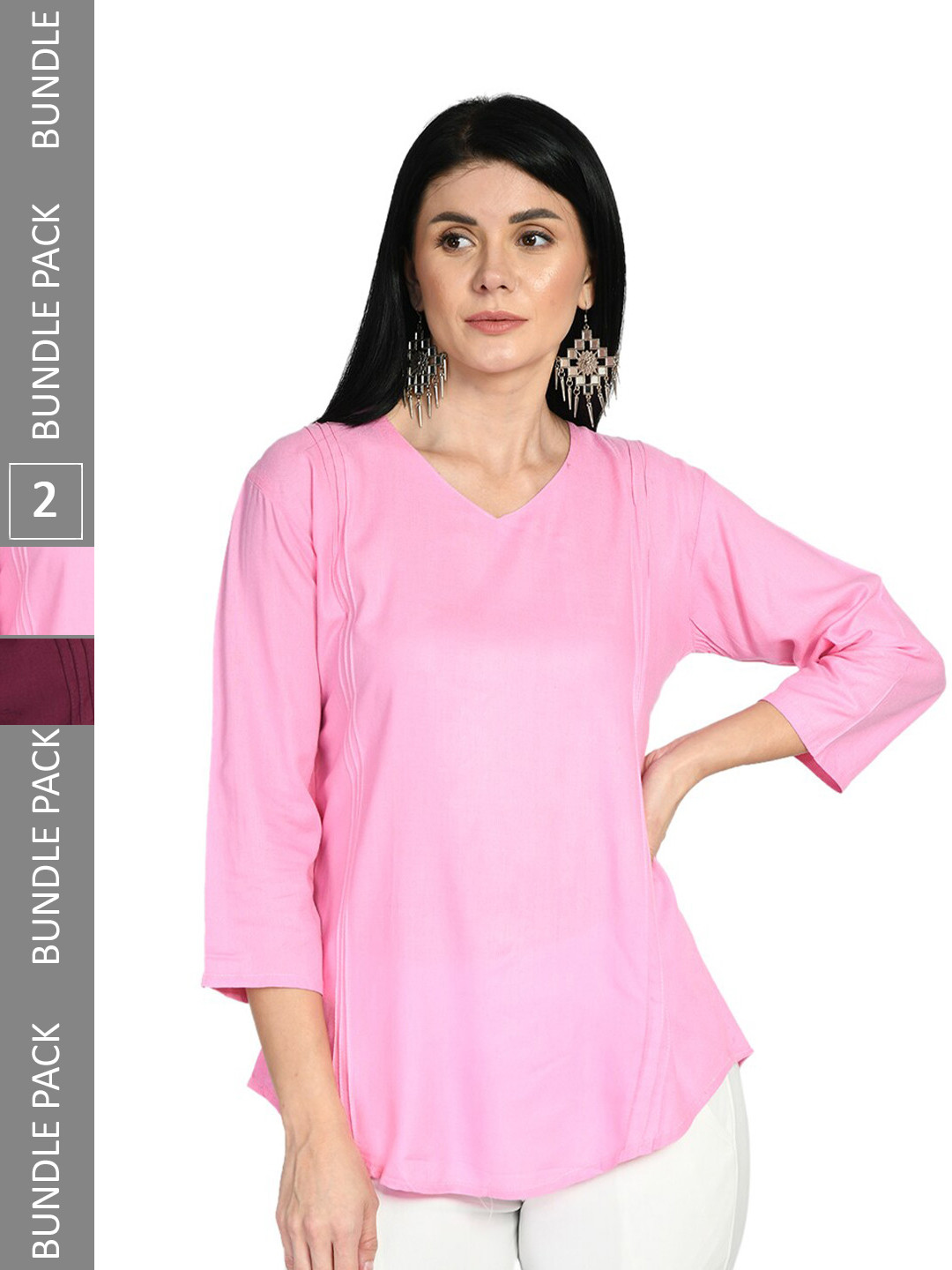 IndiWeaves Pack of 2 V-Neck Tops