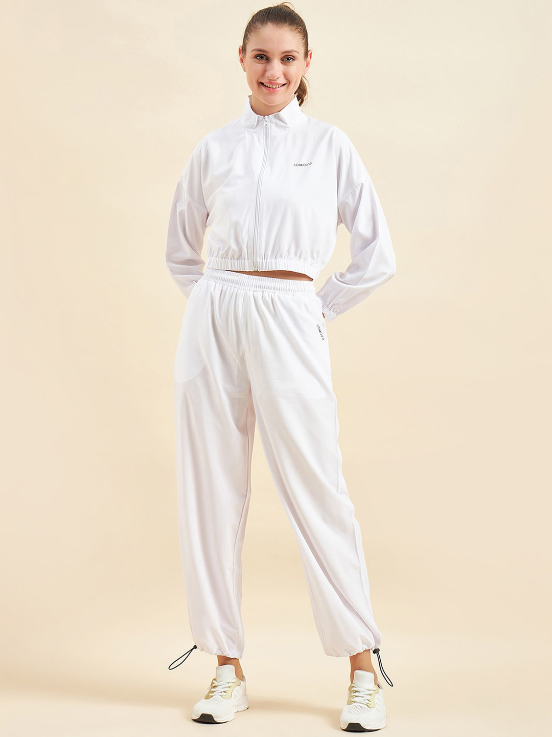 Sweet Dreams White Stand Collar Long Sleeve Track Suits