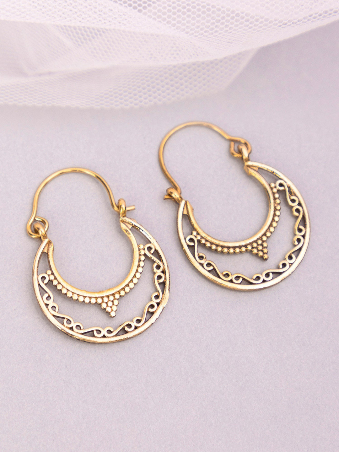 Studio One Love Crescent Shaped Hoop Earrings