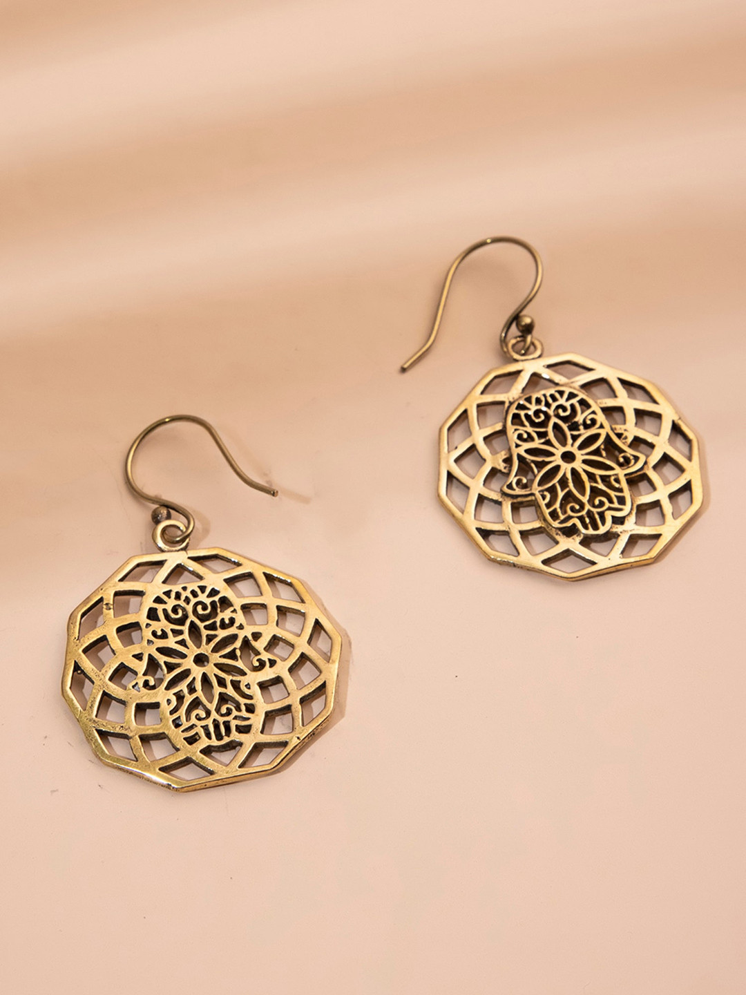 Studio One Love Brass-Plated Contemporary Drop Earrings