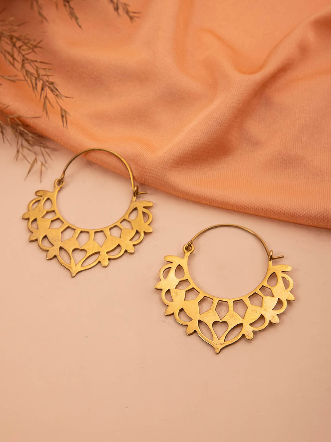 Studio One Love Brass-Plated Contemporary Hoop Earrings