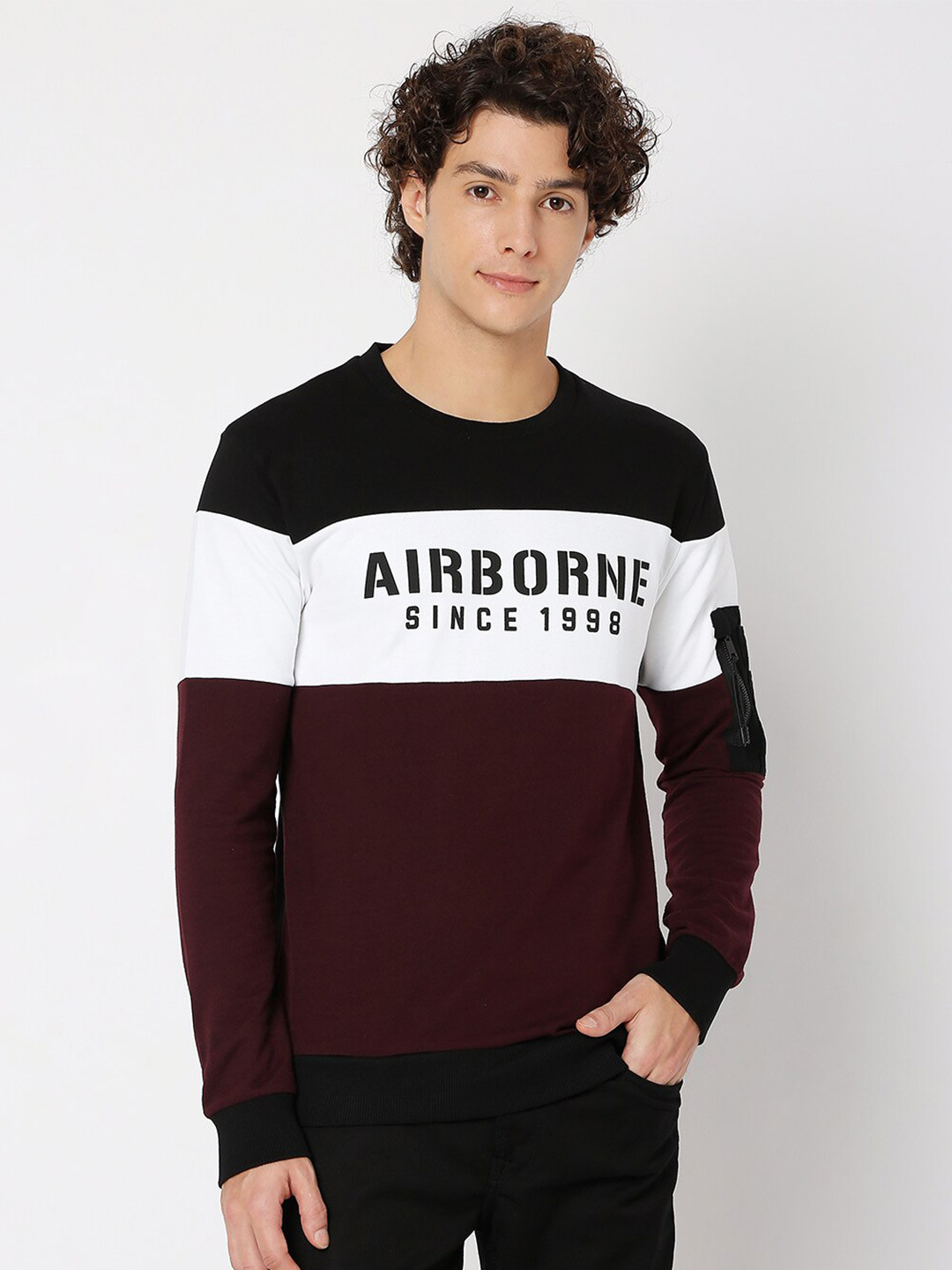 Mufti Printed Round Neck Pure Cotton Sweatshirt