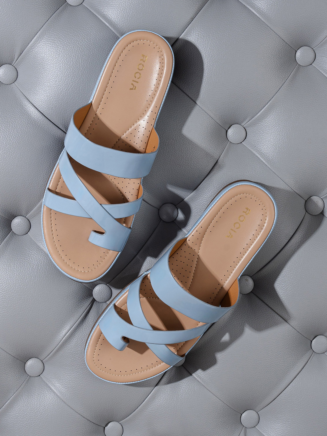 Rocia Women Cross Strap Open One Toe Flats