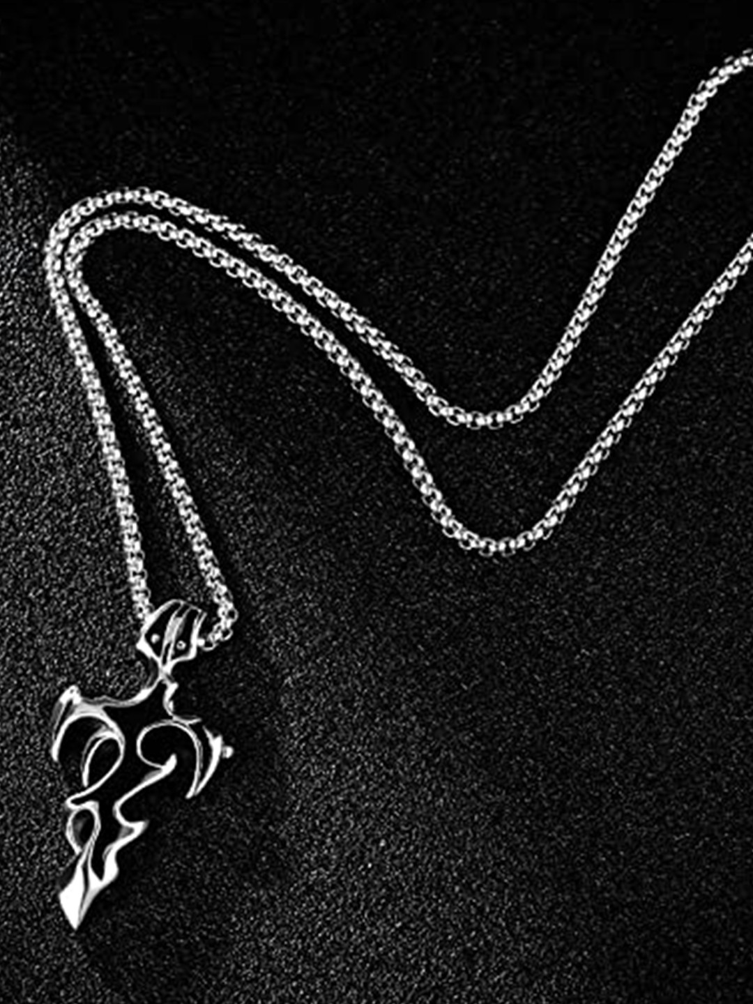 VIEN Silver-Plated Vintage Tribal Fire Cross Antique Chain