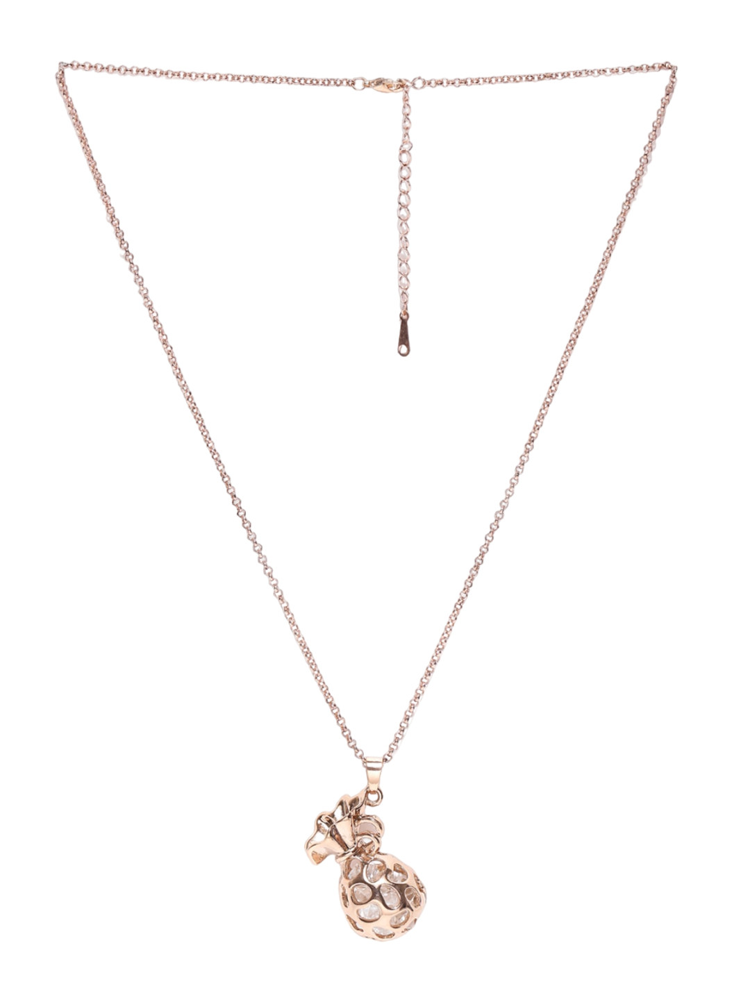 DressBerry Rose Gold-Plated Textured Pendant With Chain