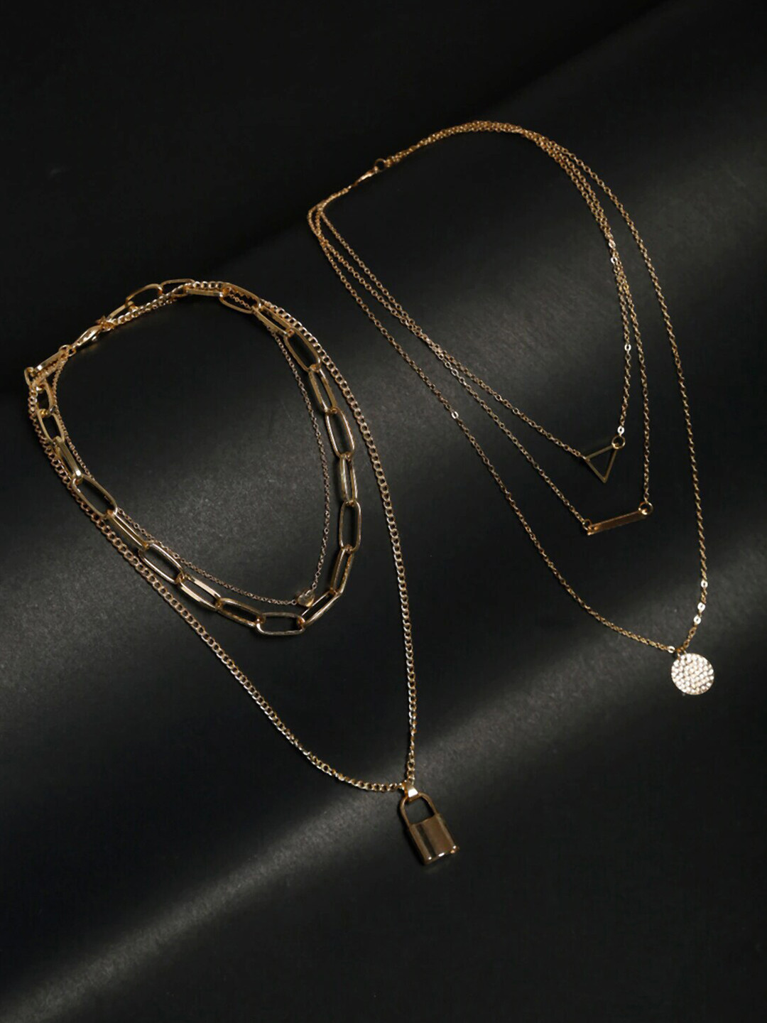 DressBerry Gold-Toned Set Of 2 Gold-Plated Layered Necklace