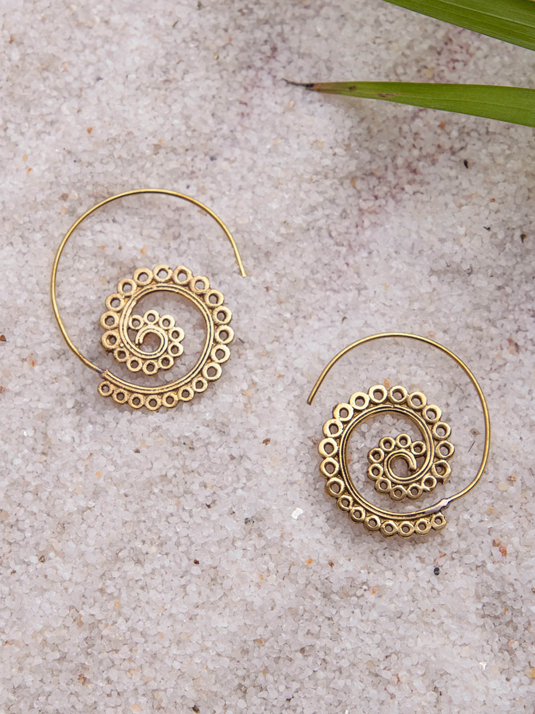 Studio One Love Brass-Plated Contemporary Hoop Earrings