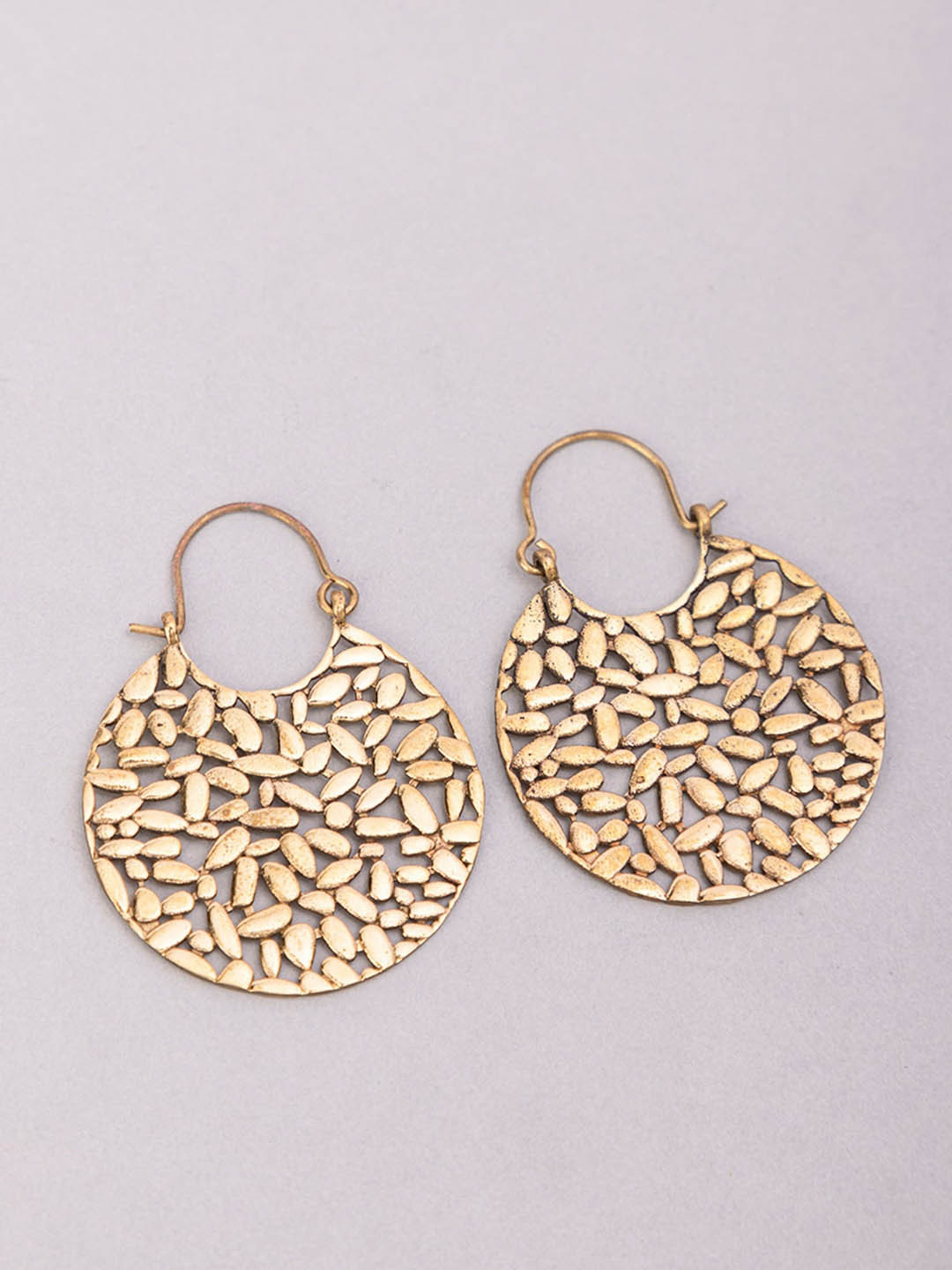 Studio One Love Brass-Plated Contemporary Hoop Earrings