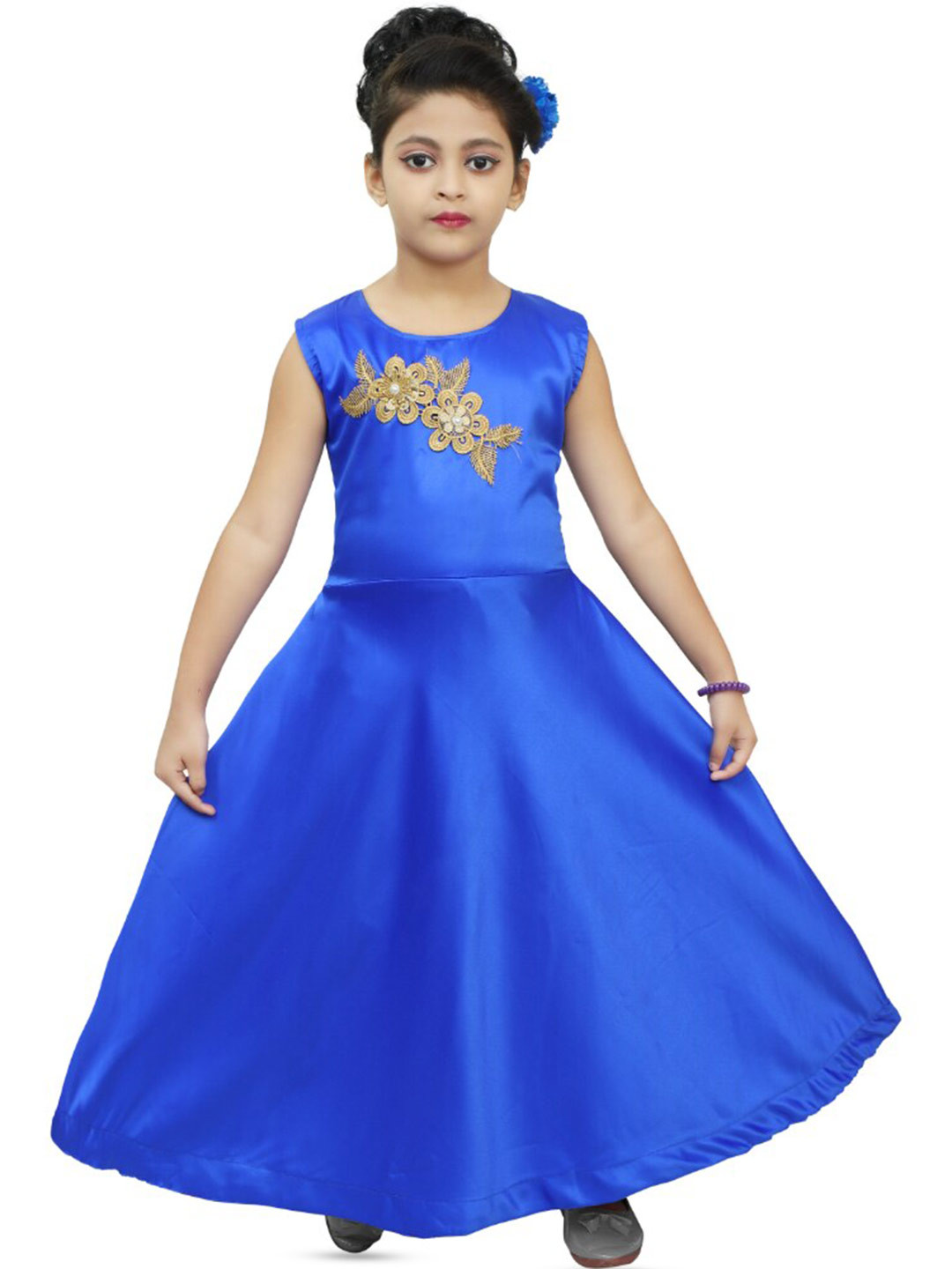 BAESD Girls Satin Maxi Dress With Patch Work