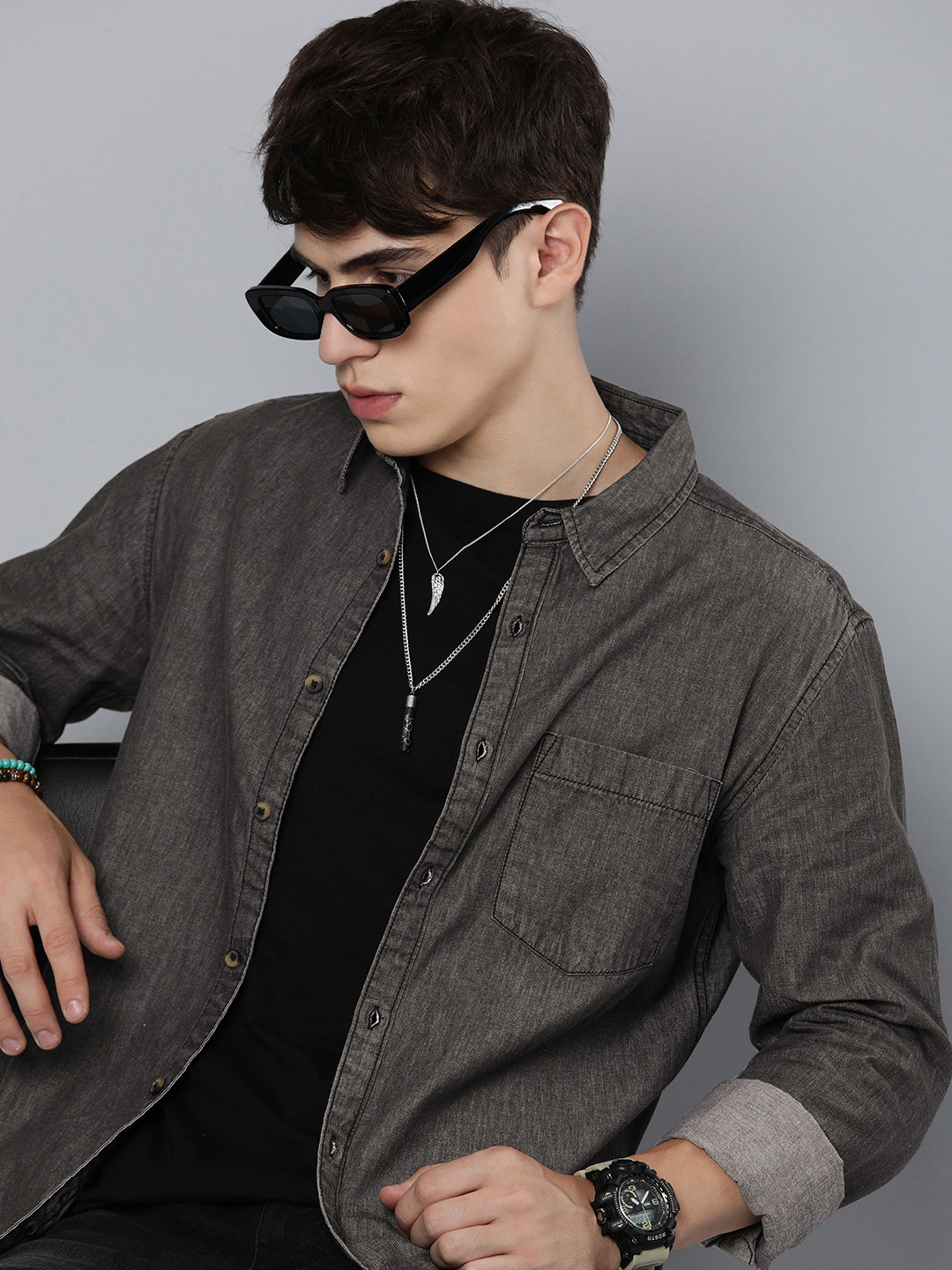 R Code by The Roadster Life Co Men Pure Cotton Opaque Casual Shirt