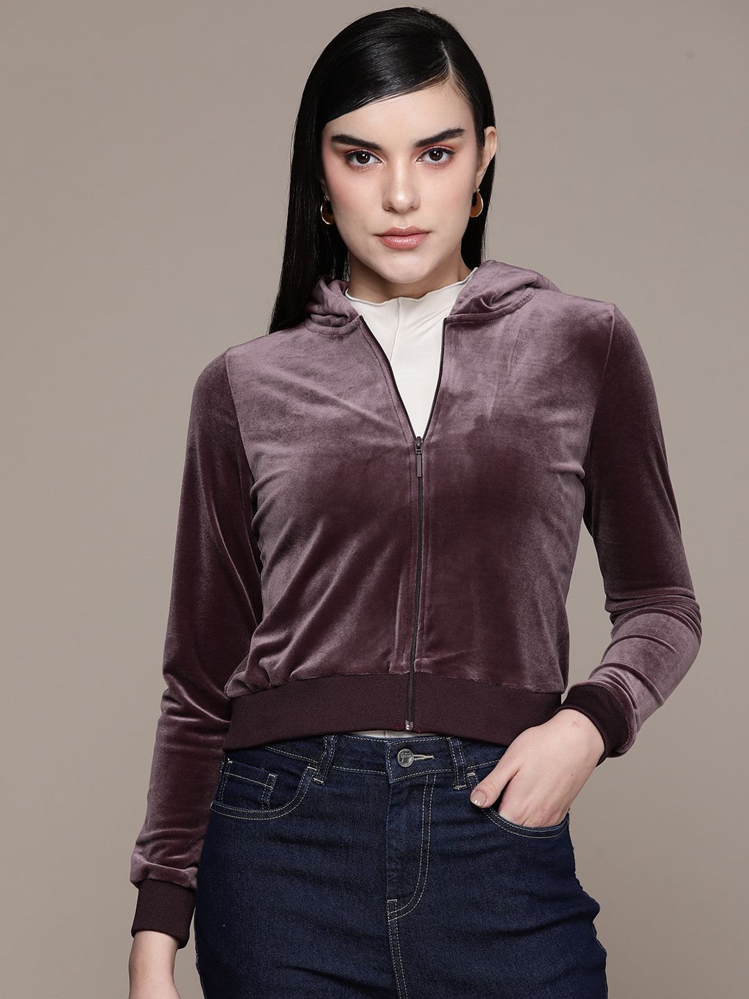 bebe All Day Velour Hooded Sweatshirt