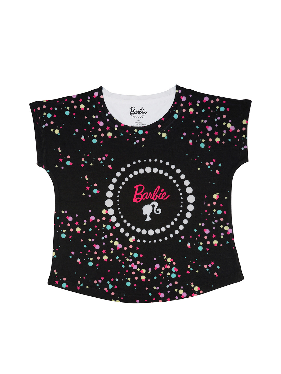Barbie Girls Black Printed Top