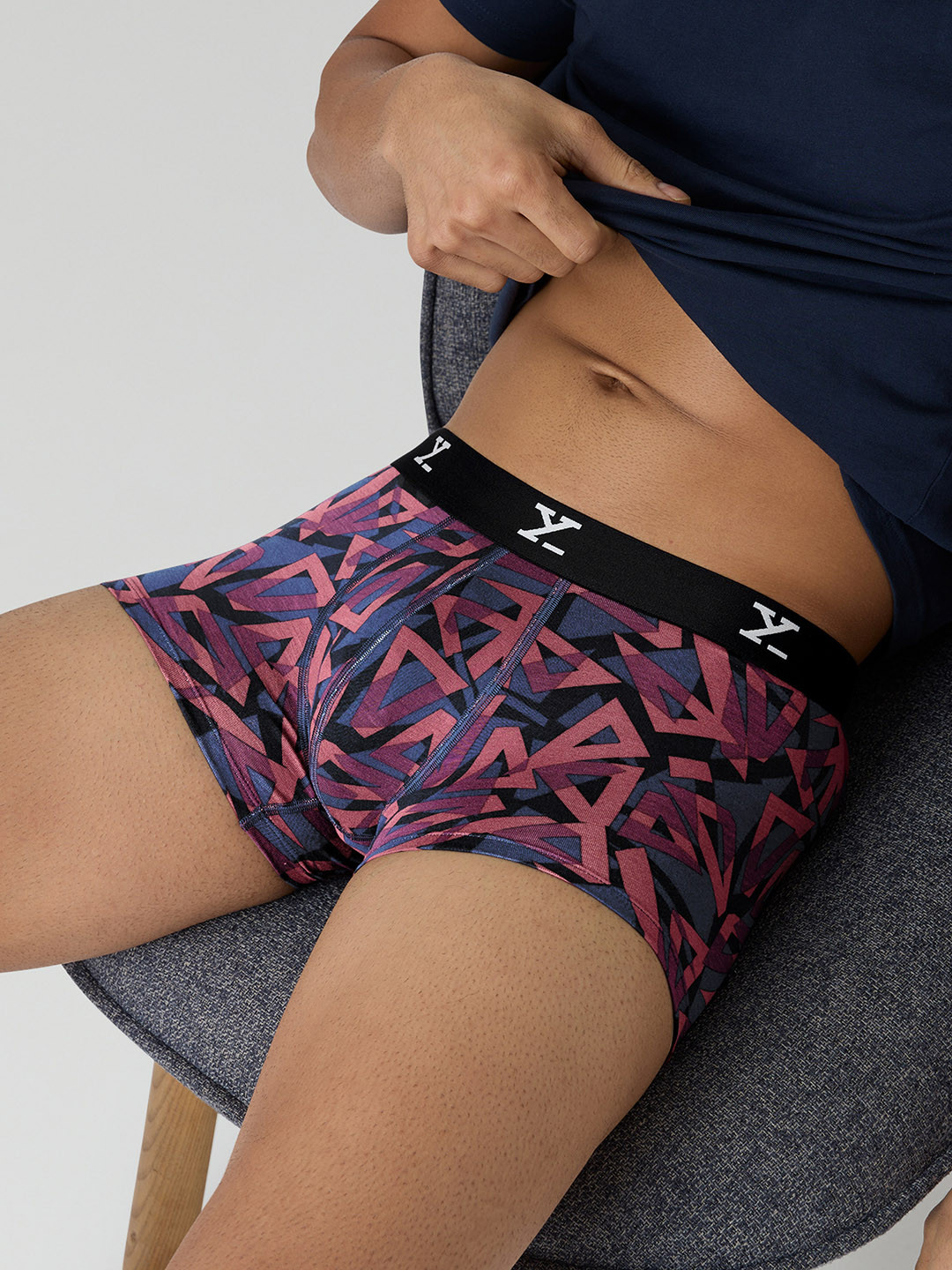 XYXX Men Red Shuffle IntelliSoft Micro Modal Printed Trunk