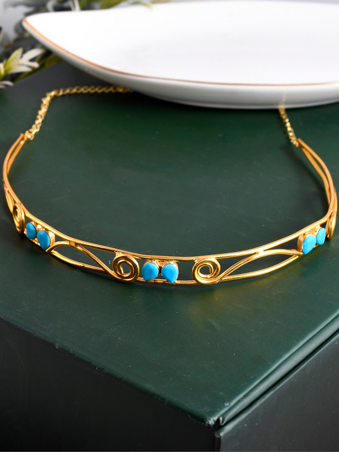 Silvermerc Designs Gold-Plated Stone-Studded Head Chain