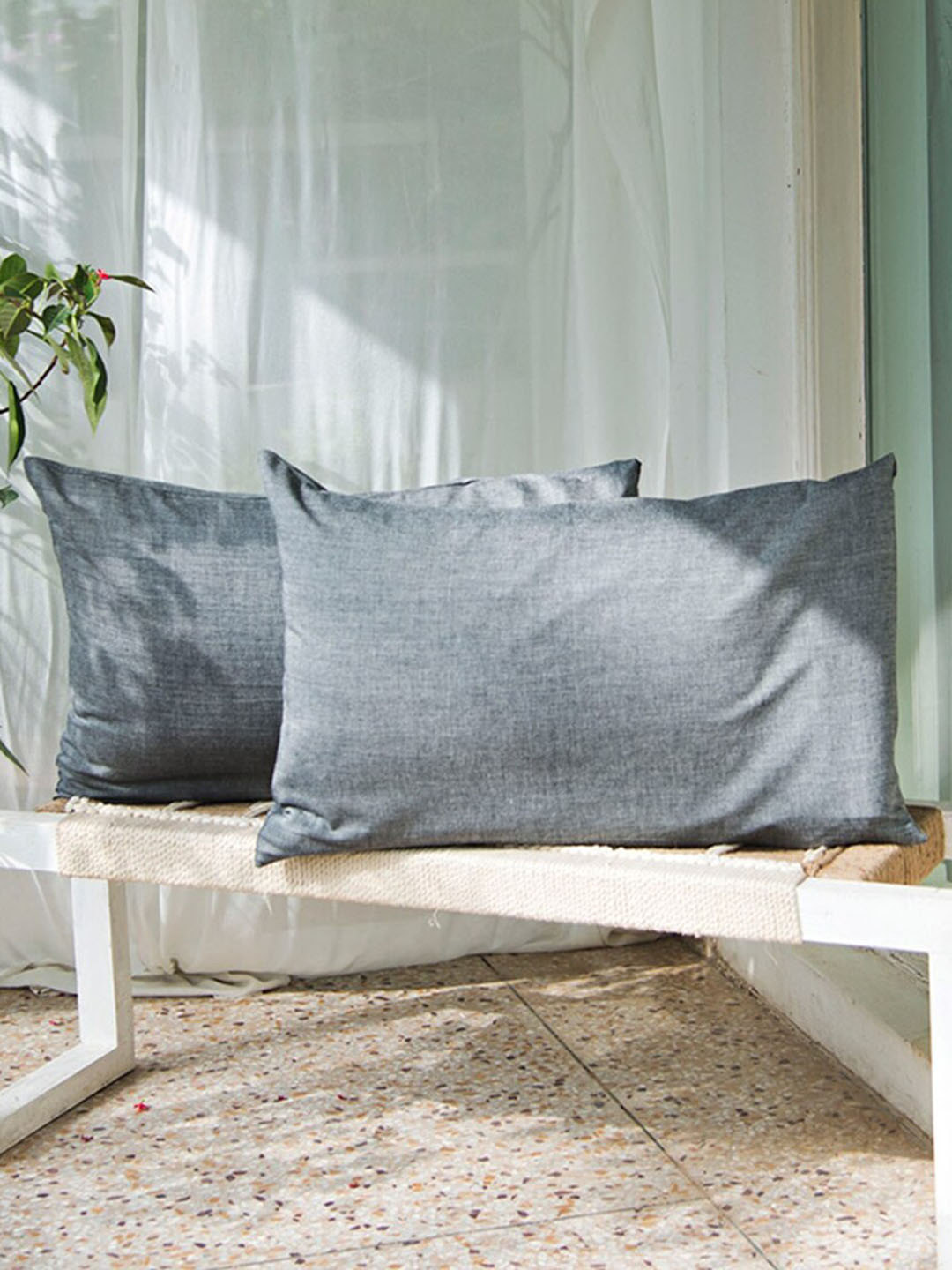 Fabindia Grey 2 Pieces Cotton Pillow Covers