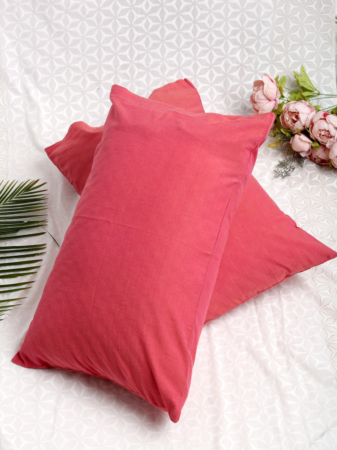 Fabindia Pink 2 Pieces Cotton Pillow Covers