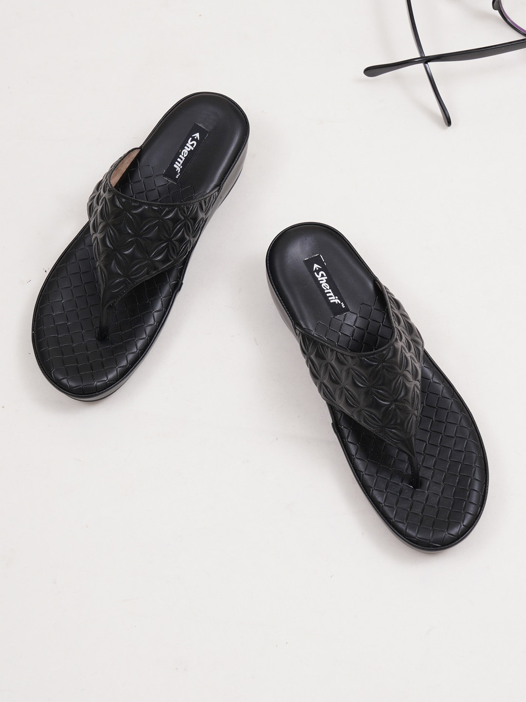 Sherrif Shoes Textured Open Toe Wedges