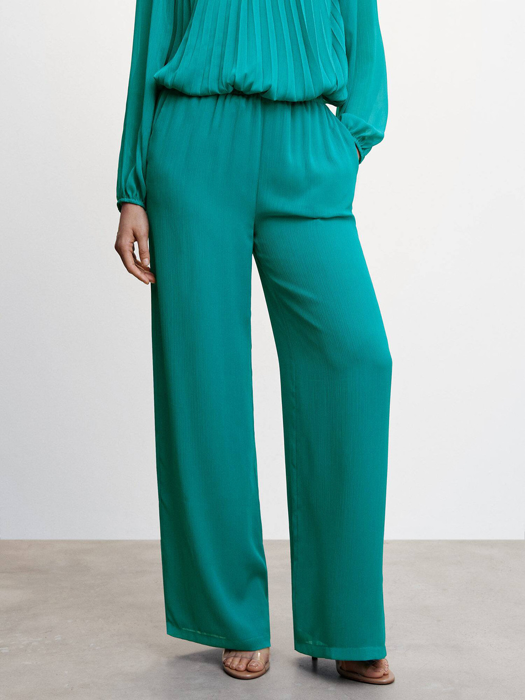 MANGO Women Textured Detail Parallel Trousers