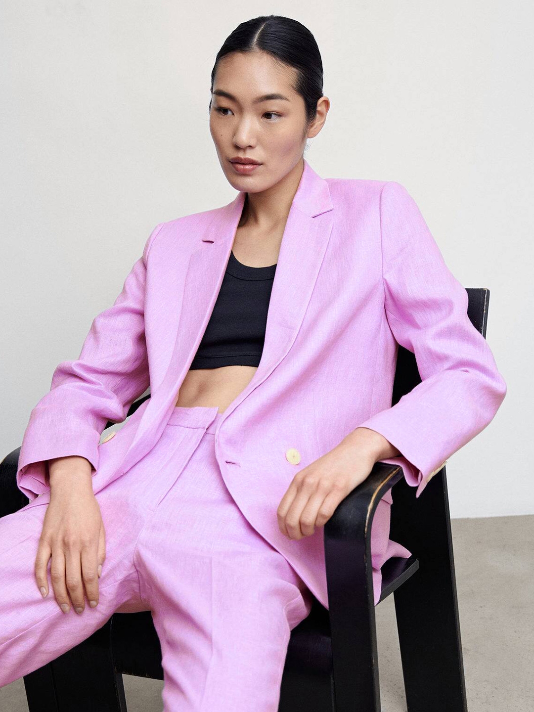 Buy MANGO Pure Linen Single Breasted Oversized Blazer Blazers for Women 23198460 Myntra