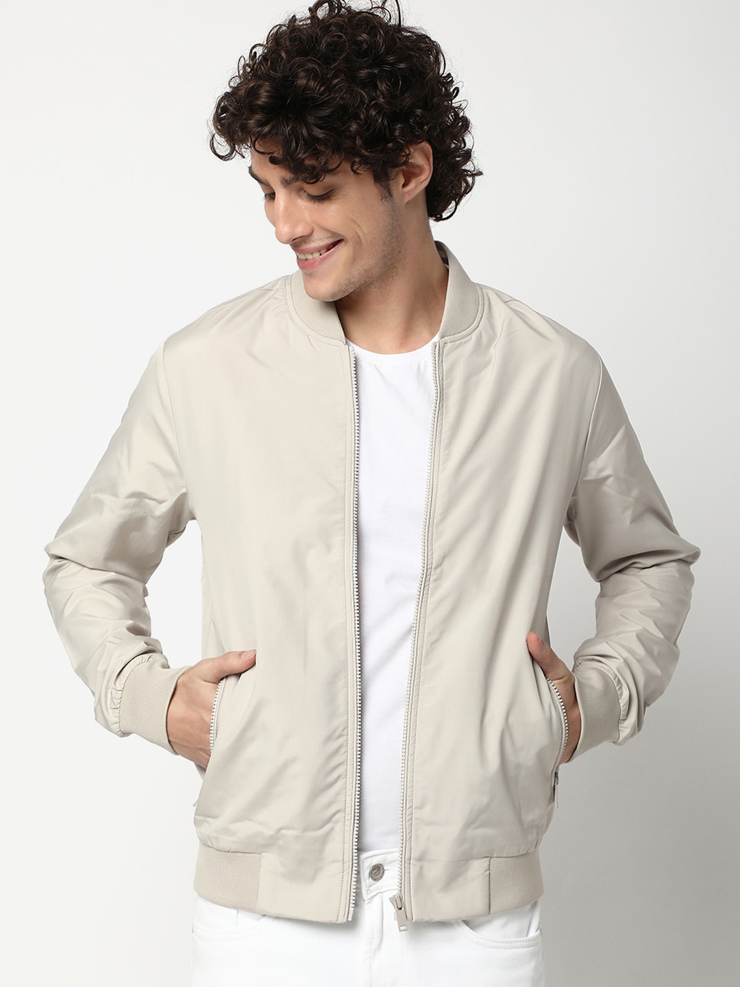 Mufti Jackets White Colour Buy White Textured Puffer Slim Fit