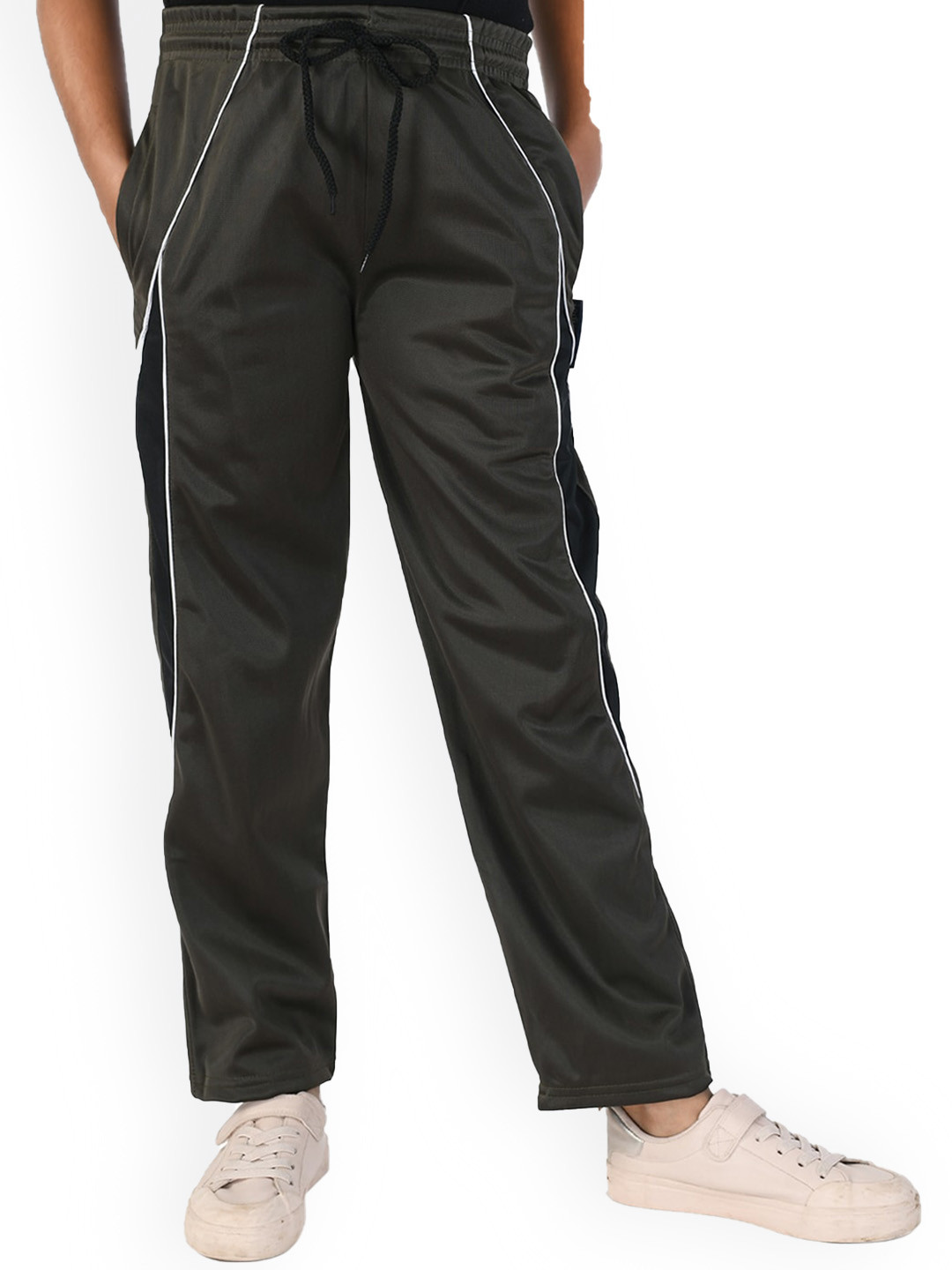 IndiWeaves Girls Mid-Rise Side Panel Detailed Track Pants
