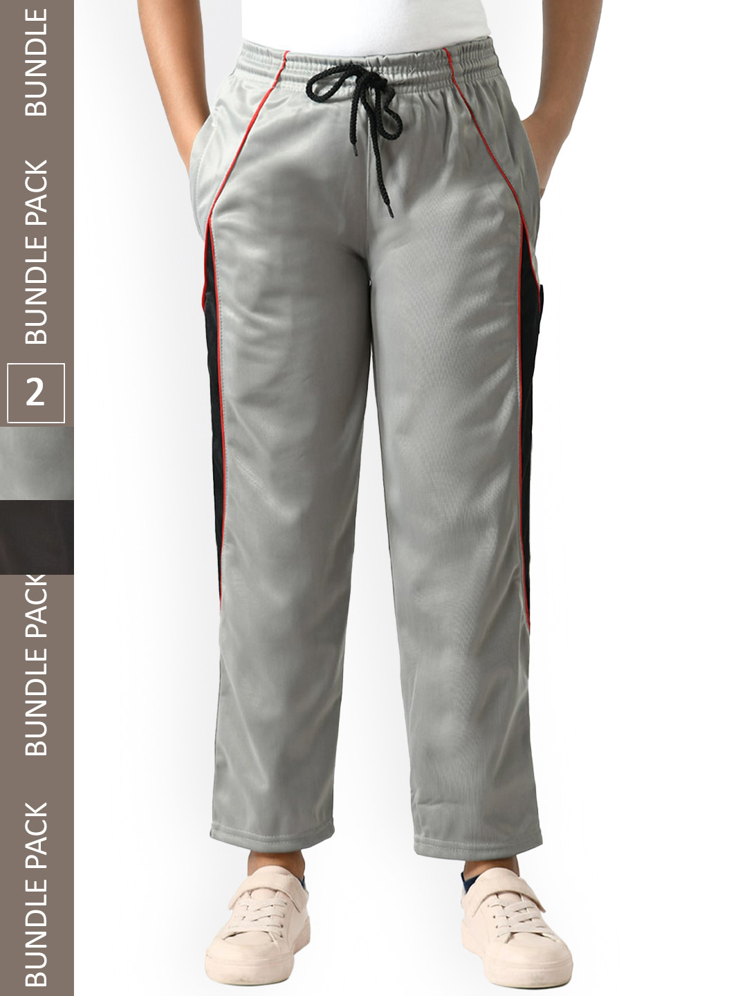 IndiWeaves Girl Pack Of 2 Mid-Rise Track Pants