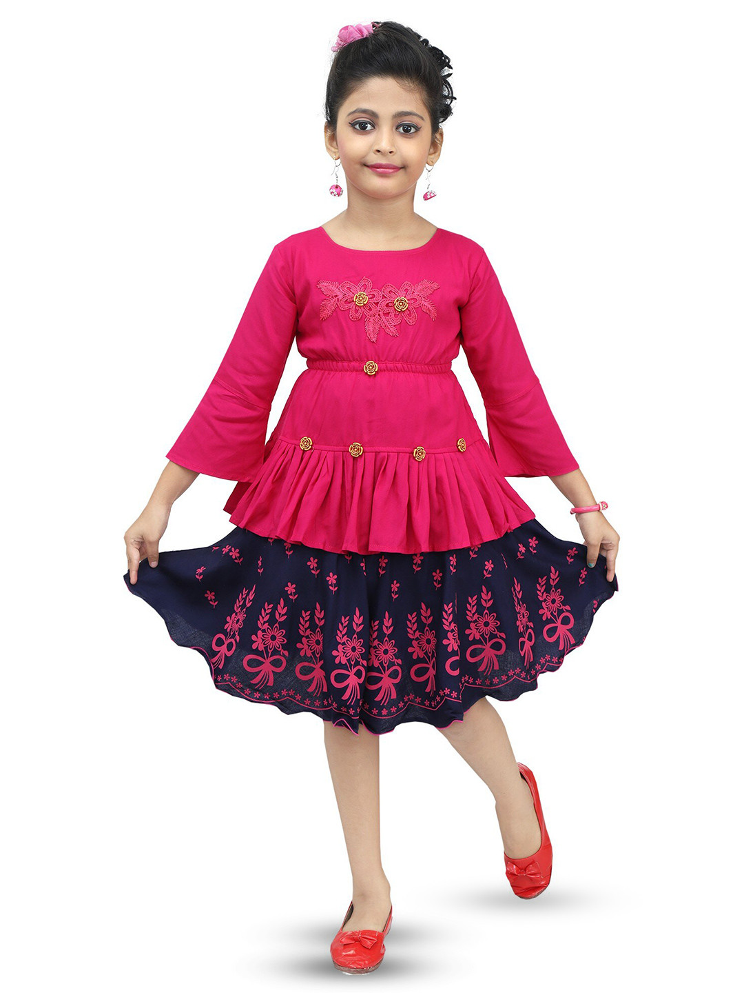 BAESD Girls Embroidered Top with Skirt