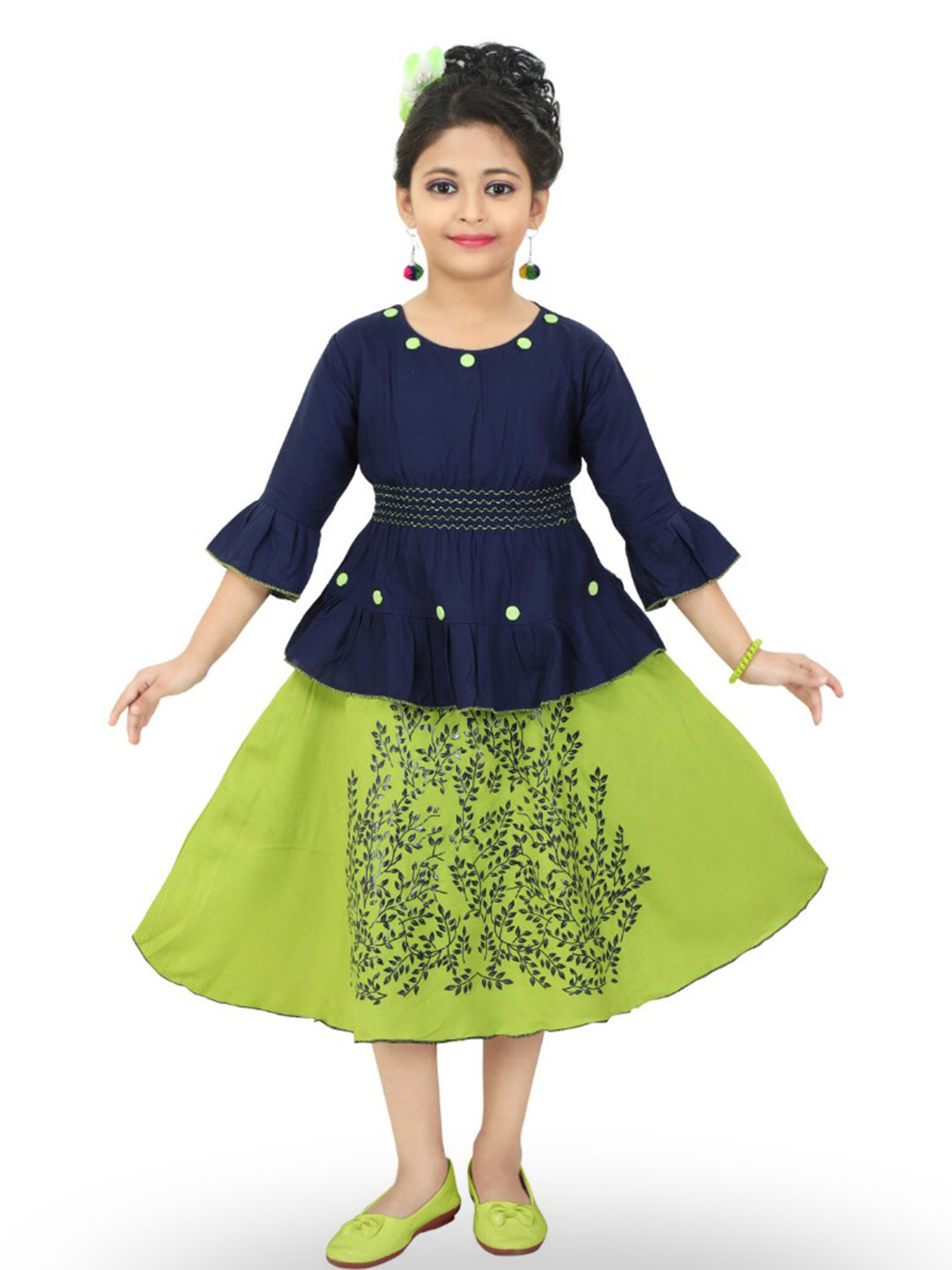 BAESD Girls Embroidered Top with Skirt