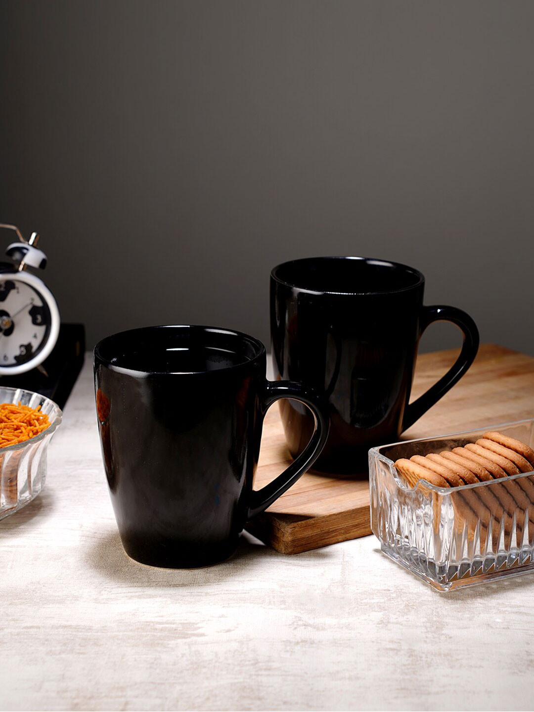 CDI Raman Name Personalised Black Ceramic Handmade 2 Piece Mugs-300ml