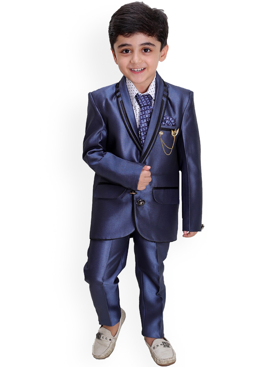BAESD Boys Self Design Single-Breasted Three-Piece Formal Suit