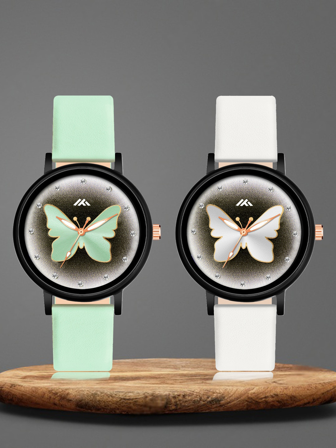 Shocknshop Women Pack Of 2 Printed Dial Leather Straps Analogue Watch MT521-522