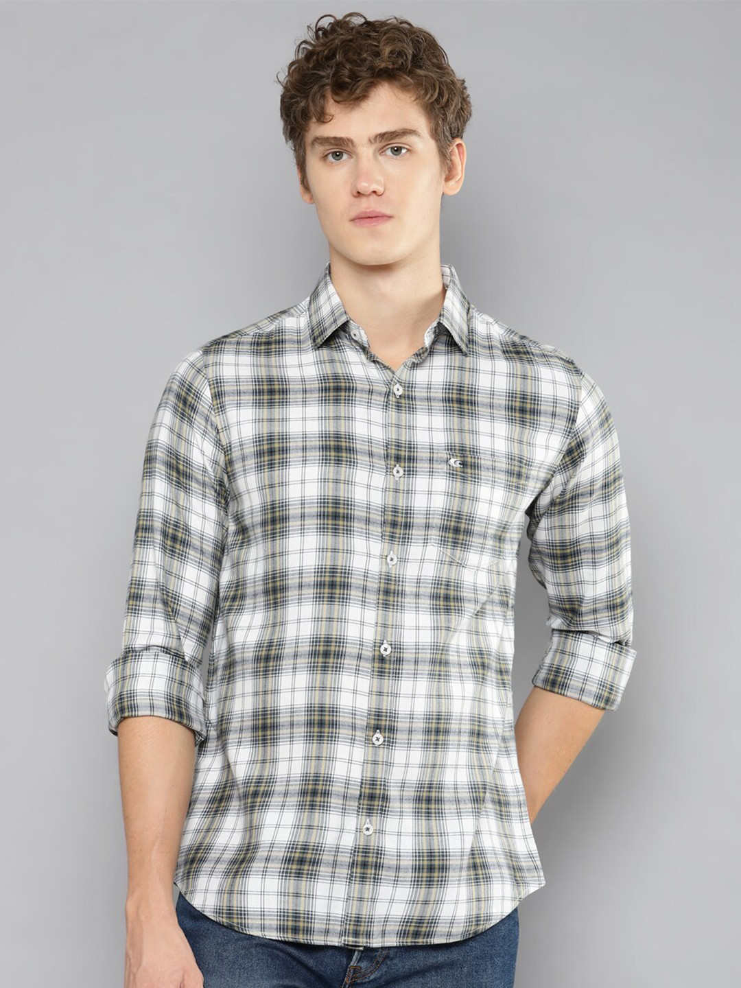 Allen Cooper India Slim Tartan Checked Pure Cotton Casual Shirt