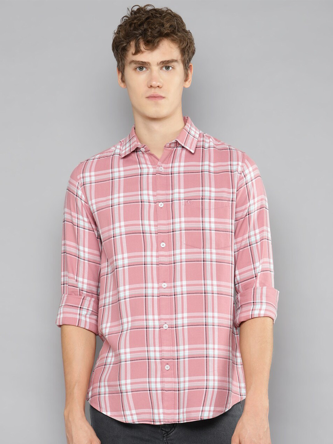 Allen Cooper India Slim Tartan Checked Pure Cotton Casual Shirt