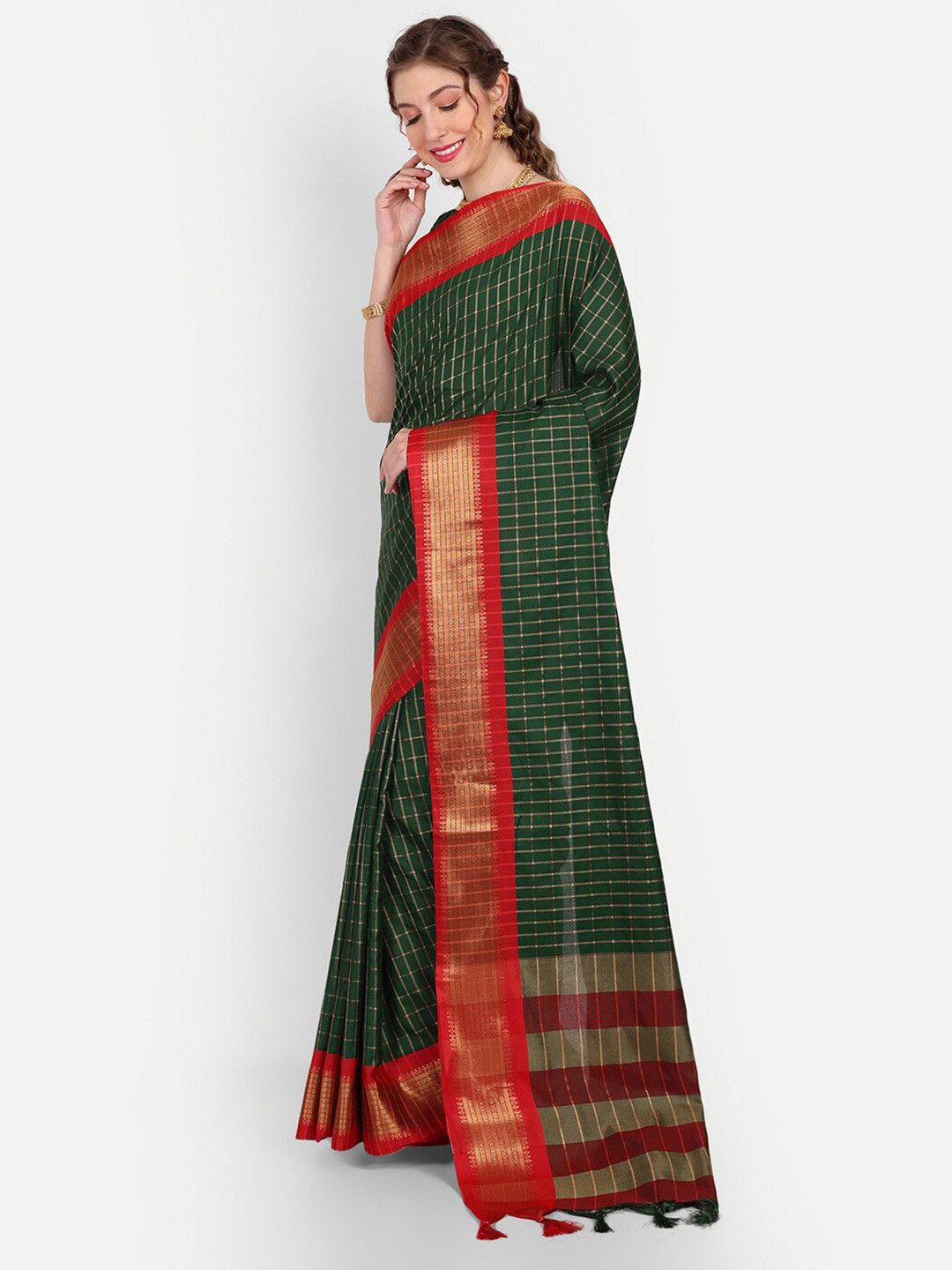 Paramparik Textile Checked Zari Paithani Saree