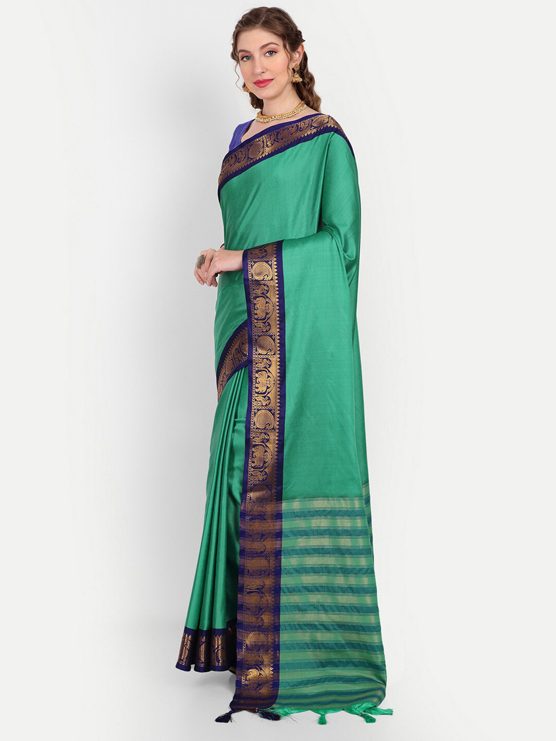 Paramparik Textile Zari Silk Cotton Gadwal Saree