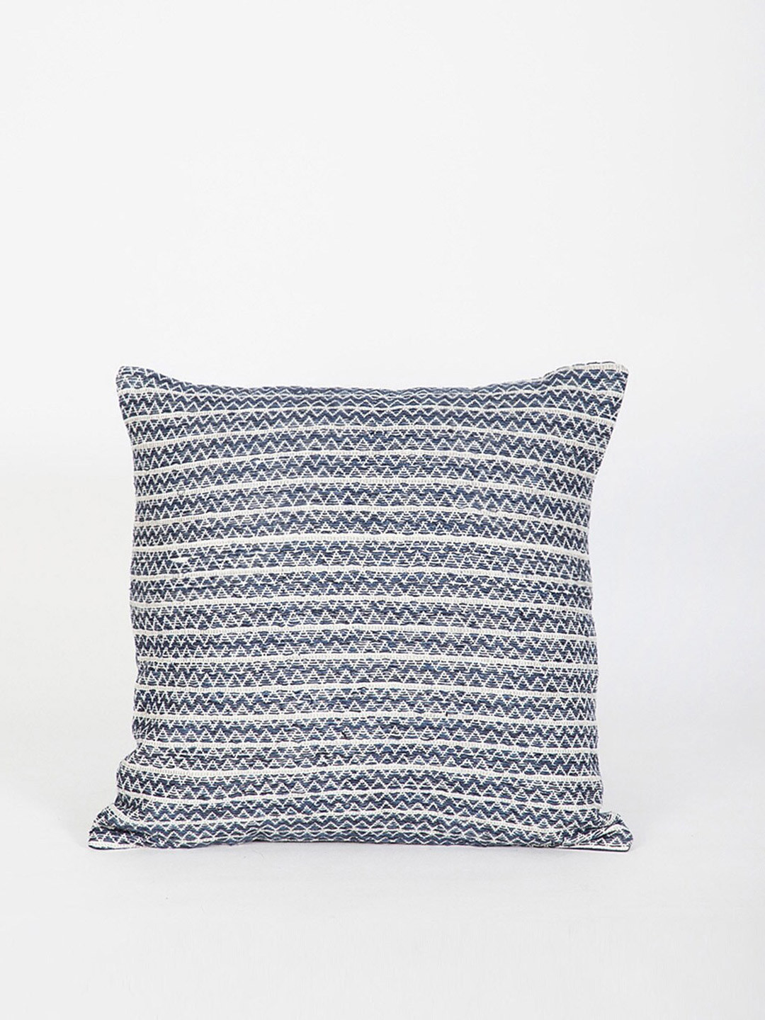 Fabindia Mirai Grey Geometric Silk Washable Square Cushion Cover - 15.7 x 15.7 Inches