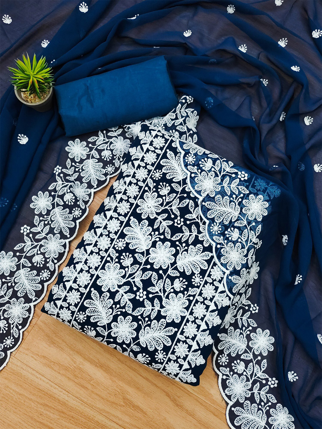 KALINI Embroidered Unstitched Dress Material