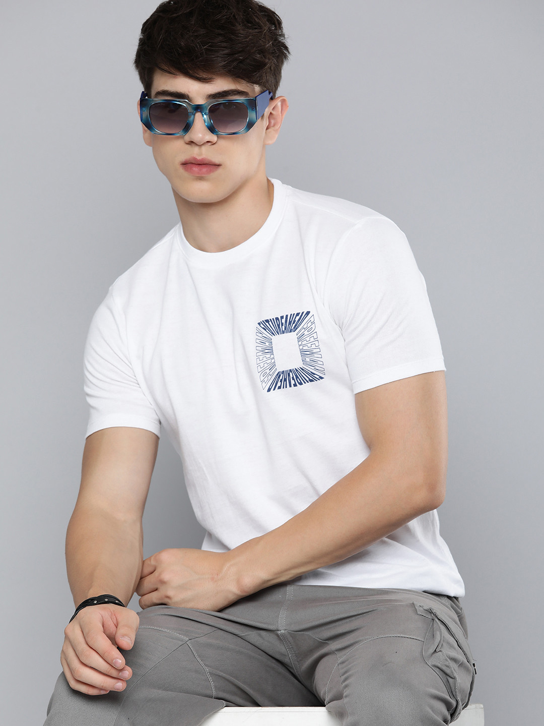 R Code by The Roadster Life Co Men White T-shirt