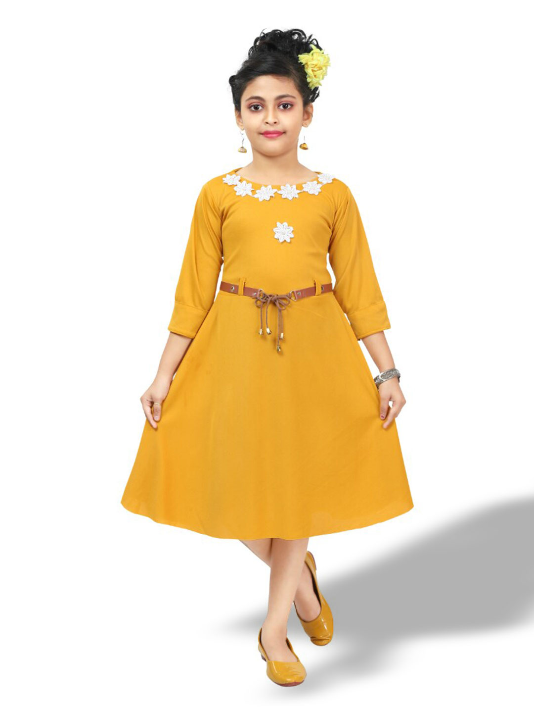 BAESD Girls Belted A-Line Midi Dress