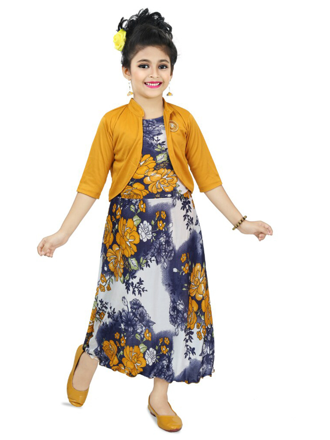 BAESD Yellow Floral Print Maxi Dress