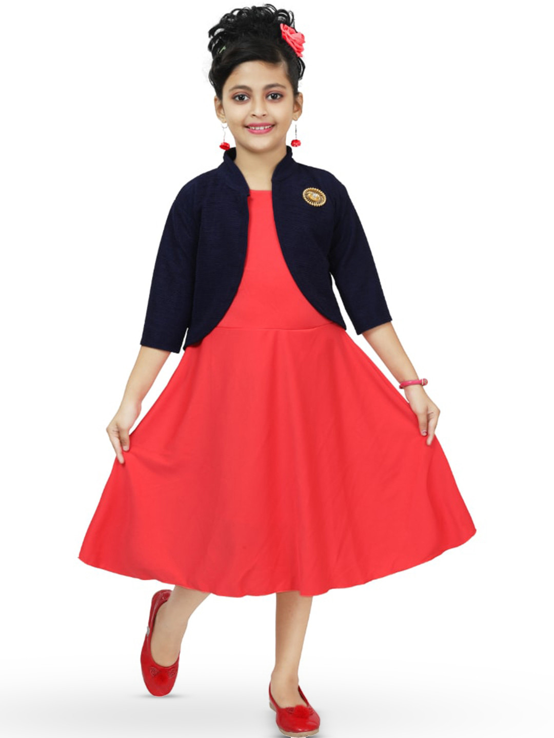 BAESD Girls A-Line Dress With Shrug