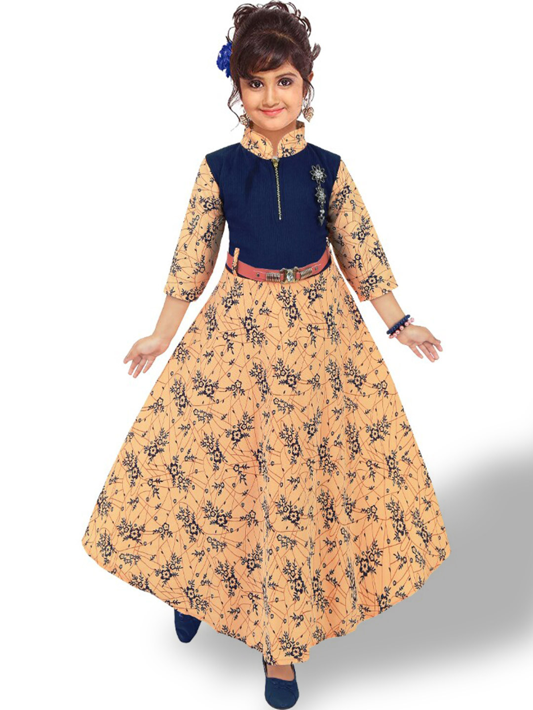 BAESD Orange Floral Print Satin Maxi Dress